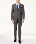 Ben Sherman Men's Slim-fit Blue & Gray Plaid Comfort Stretch Suit