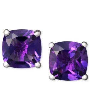 14k White Gold Earrings, Amethyst Cushion Studs (1-3/4 Ct. T.w.)