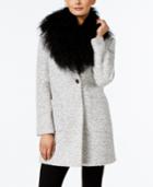 Calvin Klein Tibetan Lamb Fur-collar Marled Walker Coat