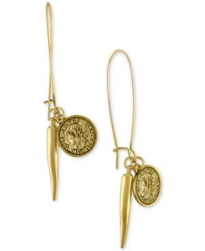Rachel Rachel Roy Gold-tone Coin And Horn Wire Drop Earrings