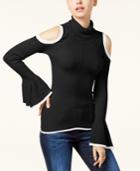 Xoxo Juniors' Bell-sleeve Cold-shoulder Sweater