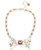 Betsey Johnson Gold-tone Multi-stone And Crystal Bow Tie Collar Necklace