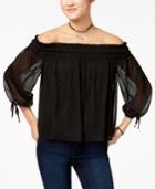 Lily Black Juniors' Off-the-shoulder Shimmer Top, Created For Macy's