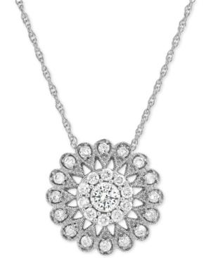 Diamond Flower Pendant Necklace (1/2 Ct. T.w.) In 14k White Gold