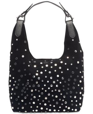 Dkny Wes Suede Stud Hobo, Created For Macy's