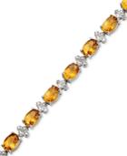 Sterling Silver Bracelet, Citrine (12 Ct. T.w.) And Diamond Accent Oval