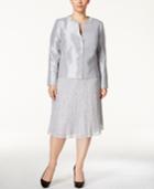 Kasper Plus Size Metallic Three-button Skirt Suit