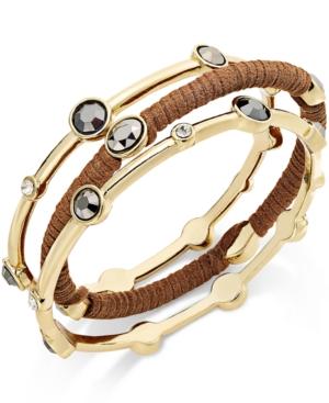 Inc International Concepts Gold-tone And Faux Suede Trio Bangle Bracelets, Only At Macy's