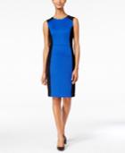 Calvin Klein Faux-suede-trim Scuba Sheath Dress