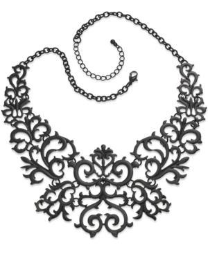 Bar Iii Necklace, Jet-tone Lace Bib Necklace