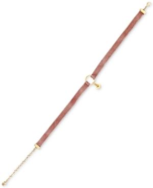 Lucky Brand Gold-tone Pave Mauve Velvet Choker Necklace