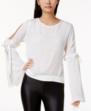 Bar Iii Metallic-striped Cold-shoulder Top, Created For Macy's