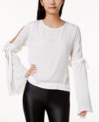 Bar Iii Metallic-striped Cold-shoulder Top, Created For Macy's