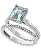 Love Rocks Bridal Aquamarine (2-1/10 Ct. T.w) & Diamond (1/8 Ct.t.w) Bridal Set In 14k White Gold