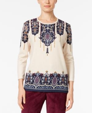 Alfred Dunner Printed Embellished Sweater