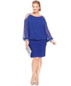 Betsy & Adam Plus Size Cold-shoulder Embellished Blouson Dress