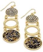 Thalia Sodi Gold-tone Pave Rough Glitter Circle Drop Earrings, Only At Macy's