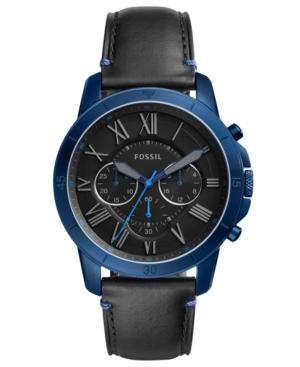 Fossil Men's Chronograph Grant Black Leather Strap Watch 44mm