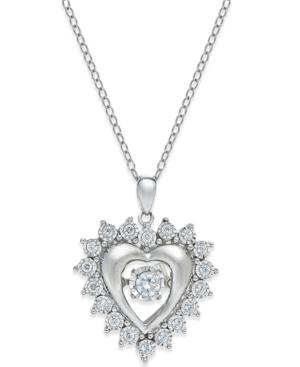 Twinkling Diamond Star Heart Pendant Necklace (1/3 Ct. T.w.) In Sterling Silver