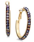 Inc International Concepts Gold-tone Mauve Stone Medium Hoop Earrings, Only At Macy's