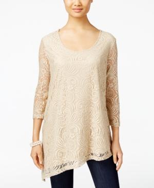 Jm Collection Lace Asymmetrical-hem Top, Only At Macy's