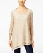 Jm Collection Lace Asymmetrical-hem Top, Only At Macy's