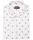 Bar Iii Men's Slim-fit Stretch Easy-care Red White Cardinal Print Dress Shirt, Created For Macy's