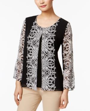Jm Collection Split Printed Top, Only At Macy's
