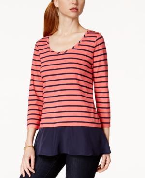 Tommy Hilfiger Sydney Striped Faux-satin-hem Top
