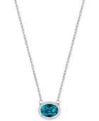 Swarovski Silver-tone Blue Crystal Oval Pendant Necklace