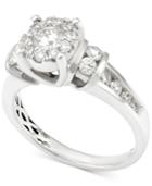 Diamond Round Cluster Engagement Ring (1 Ct. T.w.) In 14k White Gold