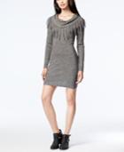 Bcx Juniors' Fringed Cowl-neck Sweater Dress