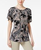 Charter Club Paisley-print Pleated Top, Only At Macy's