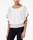 Bcx Juniors' Crochet-trim Smocked-waist Top