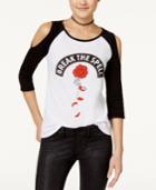 Hybrid Juniors' Break The Spell Graphic Cold-shoulder T-shirt