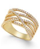 Giani Bernini Cubic Zirconia Crisscross Statement Ring In 18k Gold-plated Sterling Silver, Only At Macy's