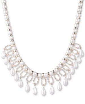 Ivanka Trump Gold-tone Crystal & Imitation Pearl Statement Necklace, 16 + 3 Extender