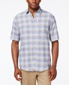 Tasso Elba Men's Big And Tall Linen Plaid Short-sleeve Shirt, Classic Fit