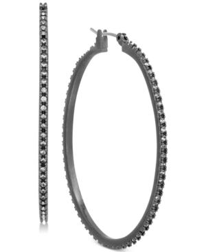 Lucky Brand Silver-tone Pave Hoop Earrings
