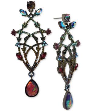 Betsey Johnson Hematite-tone Multi-stone Chandelier Earrings