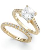 Giani Bernini Sterling Silver Rings Set, Cubic Zirconia Princess-cut Engagement Ring And Band Set In Sterling Silver Or 18k Gold Over Sterling Silver (2-1/5 Ct. T.w.)