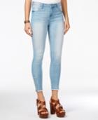 Vanilla Star Juniors' Frayed-hem Ankle-zip Skinny Jeans