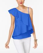 Marled One-shoulder Tiered Blouse