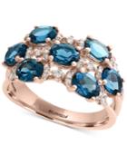 Effy London Blue Topaz (3-1/4 Ct. T.w.) & Diamond (1/4 Ct. T.w.) Ring In 14k Rose Gold