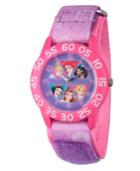 Disney Princess Cinderella, Rapunzel, Ariel, Jasmine, Snow White And Belle Girls' Pink Plastic Time Teacher Watch