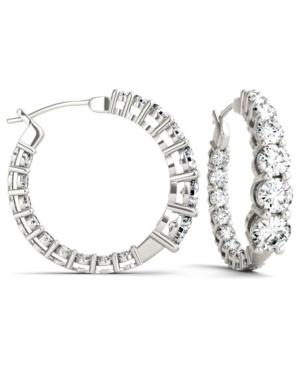 Moissanite Graduated Hoop Earrings (3-9/10 Ct. Tw.) In 14k White Gold