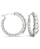 Moissanite Graduated Hoop Earrings (3-9/10 Ct. Tw.) In 14k White Gold
