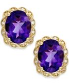 Amethyst (3-1/2 Ct. T.w.) And Diamond Accent Stud Earrings In 14k Gold