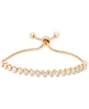 Diamond Accent Slider Bracelet In Rose Gold-plated Brass