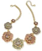 Charter Club Gold-tone Multicolor Crystal Flower Statement Necklace, 17 + 2 Extender, Created For Macy's
